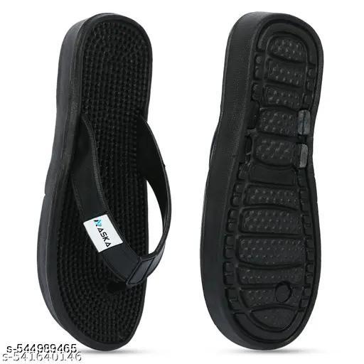 G plus comfortable daily use acupressure men's slippers/ ortho slippers for men's/ daily use chappal (Black)