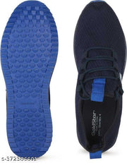 Stylish Navy Blue Flyknit Solid Walking Shoes For Men
