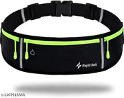 Running Belt 3 Pocket Black | Adjustable Waist Pouch for Running, Jogging, Gym, Travel & Outdoor