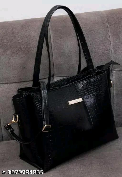 Women’s Croco Textured Tote Handbag | Multi Compartment Shoulder Bag | Stylish Office & Casual Bag