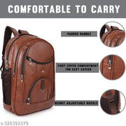 Classic Vegan Leather Office College Laptop Shoulder Business Unisex Backpack