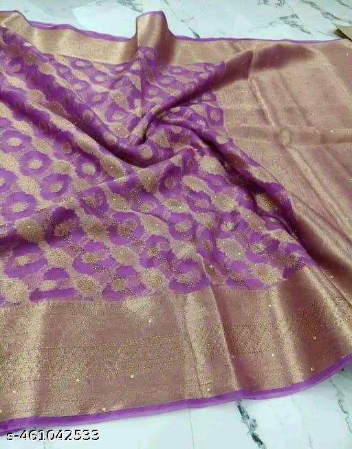 New Organza wedding Siroski With Jhalar Soft Saree