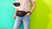 Stylish brown Waist Bag for Men & Women | Multi-Pocket Travel Belt Bag | Adjustable Crossbody Chest Bag