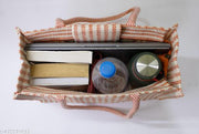 Stylish jute handbag for women |shopping and travel bag with mobile pouch and 2 zipper lock