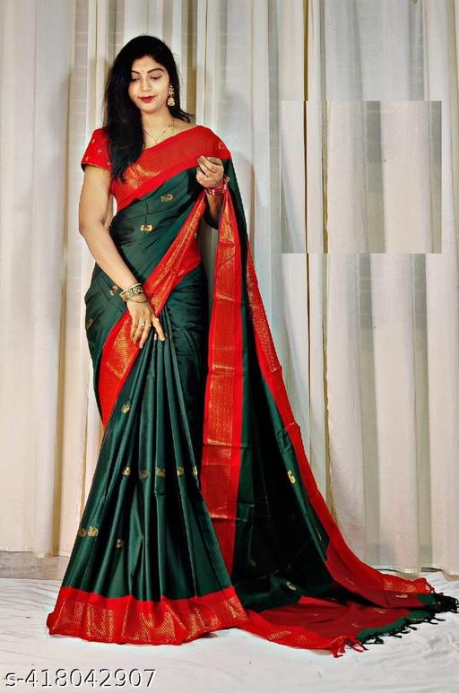 NST5 Traditional Elephant Kanjivaram Cotton Silk Saree with Matching Blouse Tassels and Latkans, Timeless, Elegant, Wedding Saree, Indian Weaving, Ethnic Wear Saree