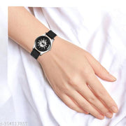 Lorenz Two Tone Dial & Black Leather Strap Watch for Women & Girls | AS-121A