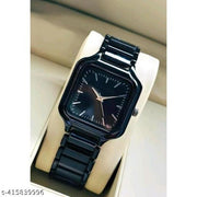 Medboo Square Black Dial Black Belt Ladies And Women Watch