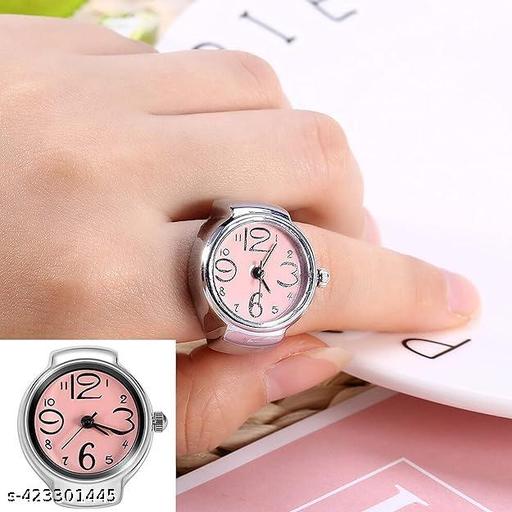 AJS Ring Watch for Women and Men Analog Quartz Watch Arabic Numerals Dial Elastic Band Creative Finger Watch