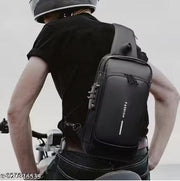 Bag Multi Compartment Travel Water-Resistant Bag Shoulder Chest Bag with USB Coded Lock Outdoor Sports Phone Waist Bag Sling Bag for Men Women