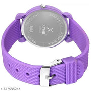 XTIME Analogue Watch Round White Dial & Purple Resin Strap for Boys & Girls
