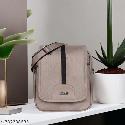 LOREM Grey Stylish PVC Coated Matty Fabric Cross Body Sling Bag For Men SL10