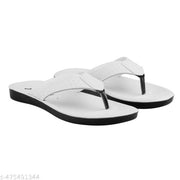 Men White Solid Thong Flip-Flops