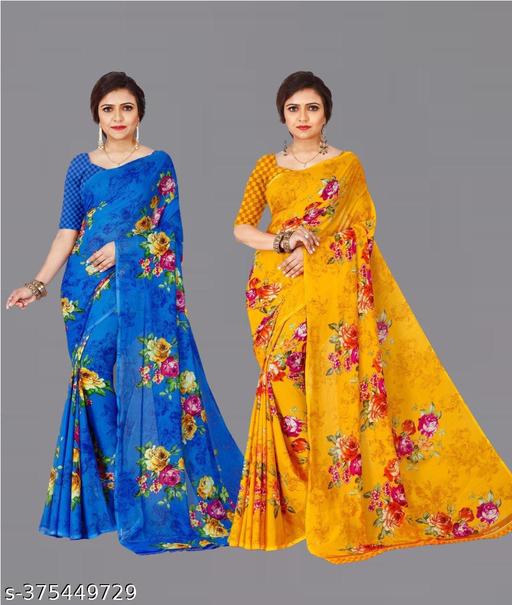 Daily Wear Georgette Saree with Unstitched Blouse Piece combo saree