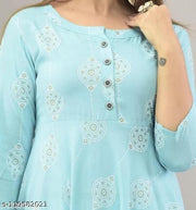 Aqua blue printed kurti