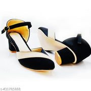 heel pump sandal for women & girls cream black medium heel  belly sandal  strep
