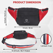 SAMTROH Stylish Waist Bag Elegant Style Travel Pouch Passport Holder Waist Bag (Black, Red)