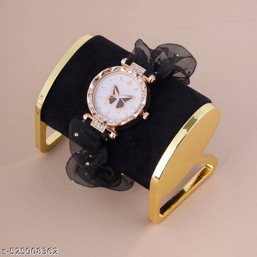 Stylish Scrunchie Fabric Strap Analog Watch For Women and Girls