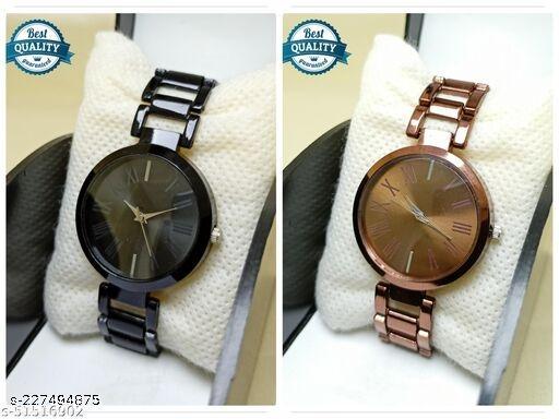 Attractive New Solid Dial Attractive Metal Chain Belt Analog Watch for Women