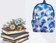 MELVIS (BLUE FLOWER) Backpack School Bag For Travel With Bottle Compartment | Trendy Water Resistant High Storage Bag For Men & Women | Boys & Girls Laptop Printed Backpack For College Gift