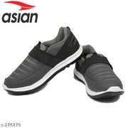 Asian Grey Solid Running Shoes For Men