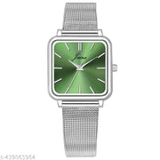 Jainx Square Green Dial Steel Mesh Chain Analog Wrist Watch for Women - JW85603