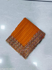 Designer party Wear saree Siroski Stone With Blouse Pieace and Cutwork