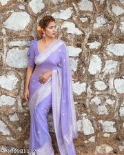 Woven Kanjivaram Cotton Silk Saree  (Purple)