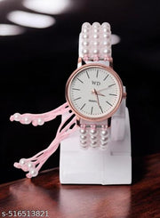 White Bead Bracelet Type Watch for women