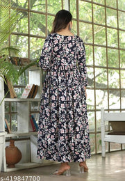 Printed long gown for women