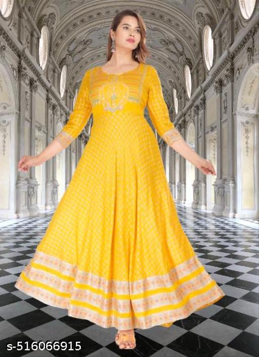 WSP Latest new Silver Printed Anarkali Gowns for Women and Girls