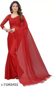 Brasso Net Red Jacquard Saree with blouse