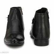 Stalag  Black Solid Flat Boots For Men