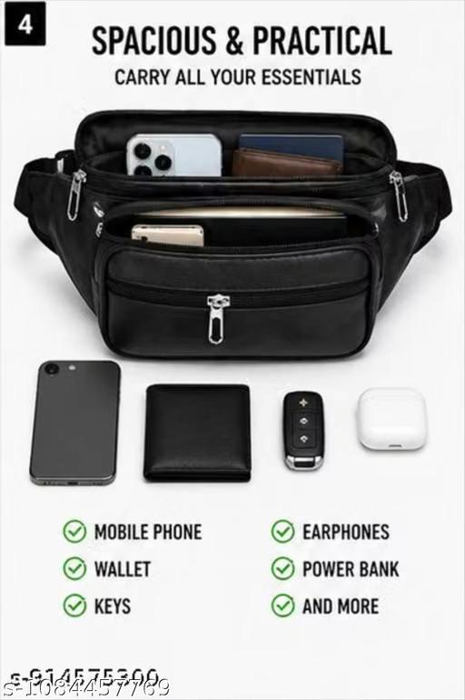 Men’s Premium Multi-Pocket Waist Bag | Crossbody Belt Bag | Travel & Daily Use