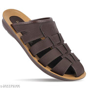 WALKAROO Men Casual Slip-On Sandals|Textured Cutout Design| Dailywear sandals|men's footwear|lippers for men|Walkaroo men's sandals|outdoor sandals for men|mens chappal|comfortable sandals for men|WG5306-Brown