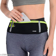 QUINZEE Running Waist Bag with Water Bottle Holder | 3 Pocket Adjustable Running Belt for Men | Running Pouch Phone Holder for Runners | Waterproof Running Belt for Walking Cycling Hiking (Black) ( PACK OF 1 )