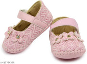 Neska Moda 6 To 12 Months Baby Girls Synthetic Leather Floral Baby Sandal Booties (Toe to Heel Length - 12 cm, Pink, Beige)-BT1894andBT1897