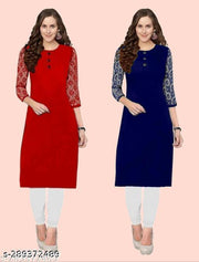 Polyster/Crepe fabric-Women's 3/4 Sleeve Kurta (Combo Pack Of 3)