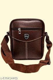 Brown Stylish PU Leather Sling Bag for Men & Women | Brown Crossbody Shoulder Bag | Office, Travel & Daily Use