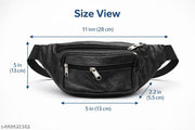 Stylish PU Leather Waist Bag with Multiple Zipper Pockets