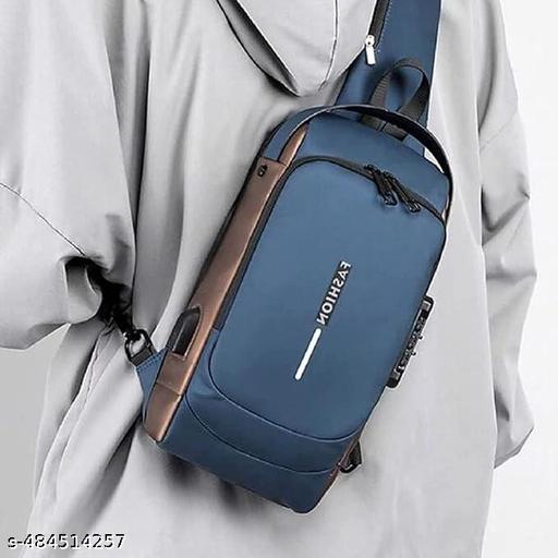 OTIPORTER Waterproof Polyester Slim Unisex Crossbody Sling Bag Chest Backpack Men's Shoulder Bag, Leisure Travel Handbag, Hard Shell Anti-Theft Chest Bag