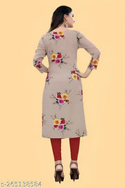 Polyster/Crepe fabric-Women's and Girls Daily Wear Straight Kurti (Pack OF 2 Piece Kurta)