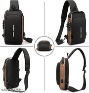 USB SLING WAIST BAG LATEST SOLID ZIPPER QUALITY 4 COMPARTMENT ZIPPER BAG CLASSY WAIST USB BAG GOOD LOOK TRENDING CROSS SLING BUSINESS CASH BAG WITH USB POWER PORT CONNECTION MULTICOLOURED WAIST BAG