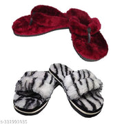 Women's Furry Slippers Open Toe Fuzzy Slippers Memory Foam Fluffy House Slippers