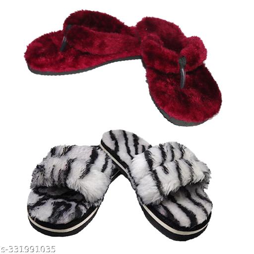 Women's Furry Slippers Open Toe Fuzzy Slippers Memory Foam Fluffy House Slippers