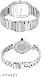 Attractive Silver Stainless Steel couple watch combo party wedding Couple Wedding Gift Combo, Anniversary Gift Combo, Couple Gift set - Men & Women