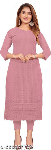 Vitrag Kajal Women's Embroidered Georgette Straight Kurti
