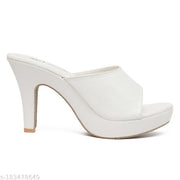 Women & Girls Fashionable White Platform Heels Comfortable High Broad flatform Heels