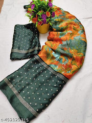 trendy new moss flower printed saree