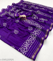 dola silk handloom   print saree with blouse pcs