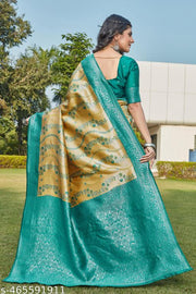 cotton silk jacquard saree with unstitched blouse
